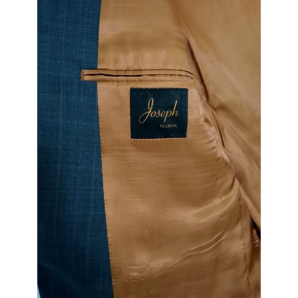 Jos A Bank Suit Jacket 42L Slim Fit Gray windowpane Wool 2 Button MSRP $650 EUC - Picture 6 of 9